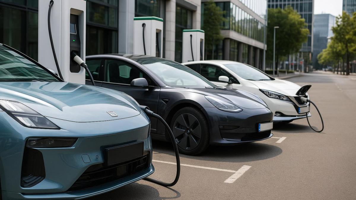 Электромобили на зарядке в Москве