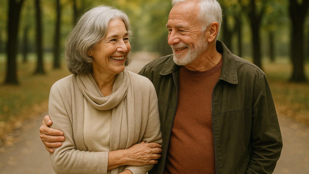 пожилая пара в парке