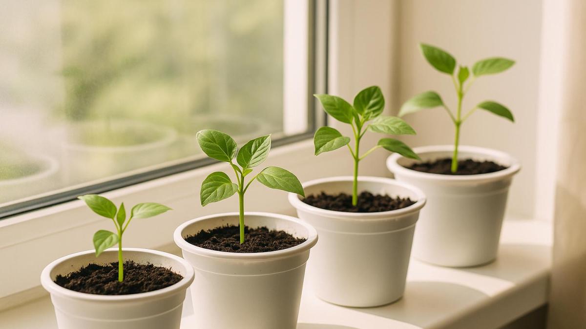 Рассада на подоконнике