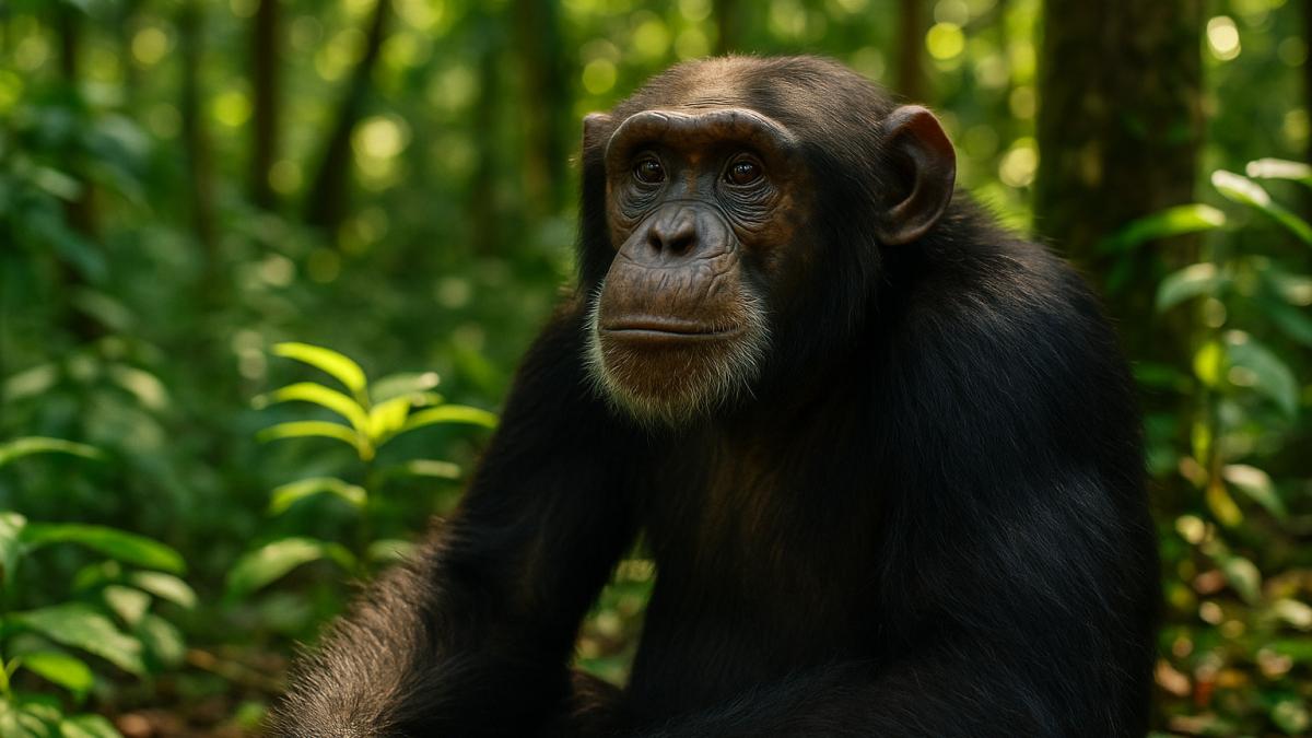 Шимпанзе в тропическом лесу