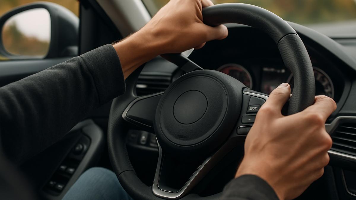 Водитель выкручивает руль Водитель выкручивает руль