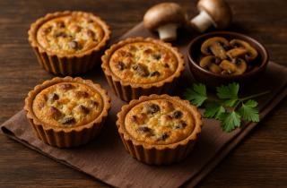 Тарталетки с шампиньонами и сыром на лаваше получаются хрустящими — повар