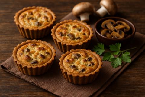 Тарталетки с шампиньонами и сыром на лаваше получаются хрустящими — повар