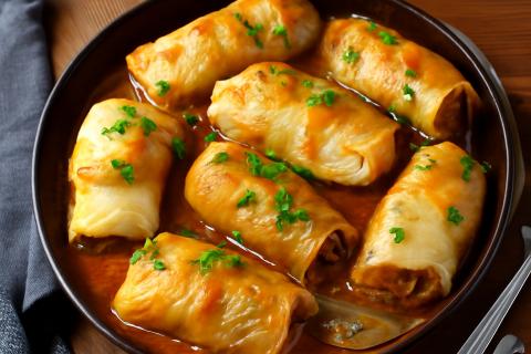 Голубцы с томатной пастой по классическому рецепту готовят с рисом и мясным фаршем
