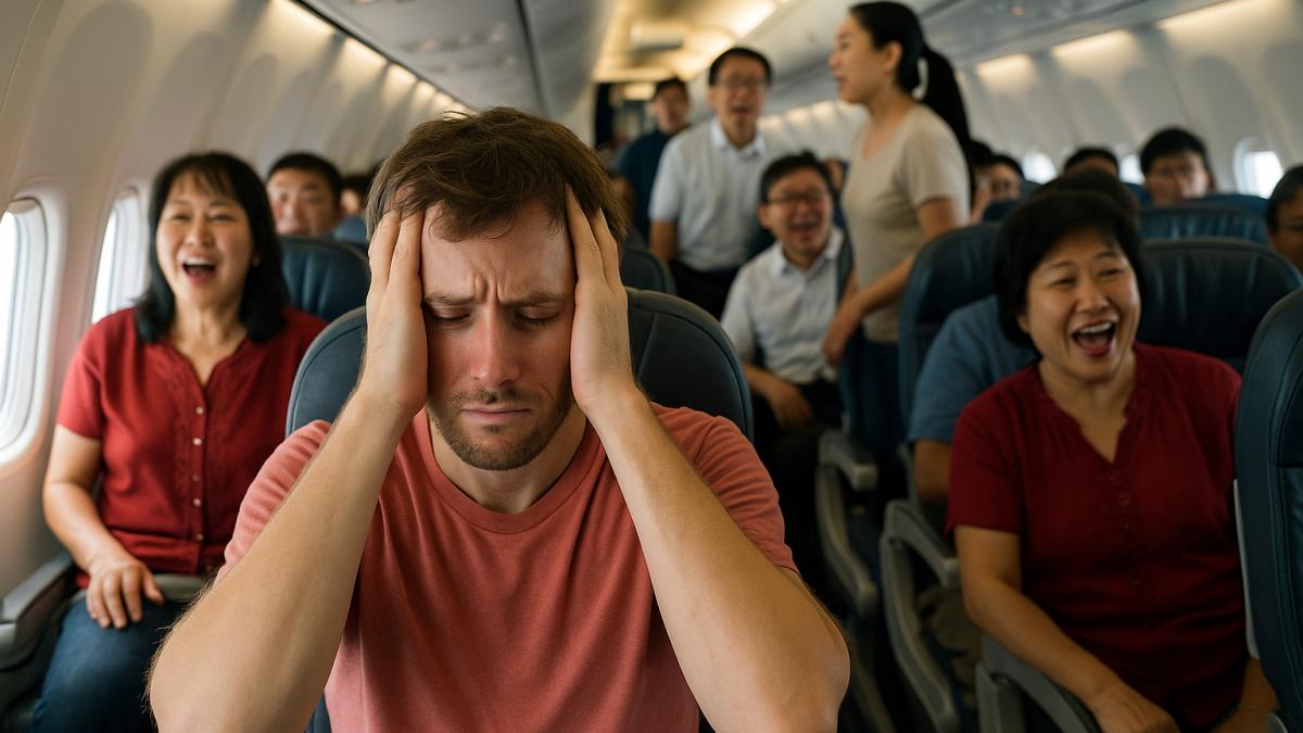 Китайские туристы в самолете