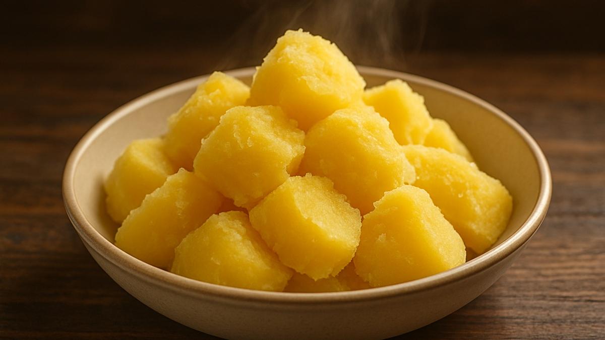 Варёный картофель в тарелке Варёный картофель в тарелке