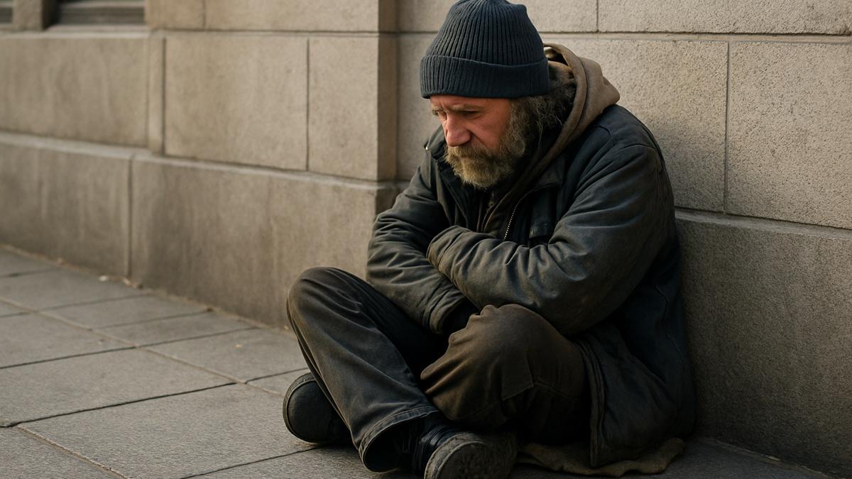 Бездомный на улице