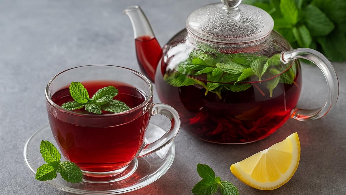 Чай из каркаде с мятой