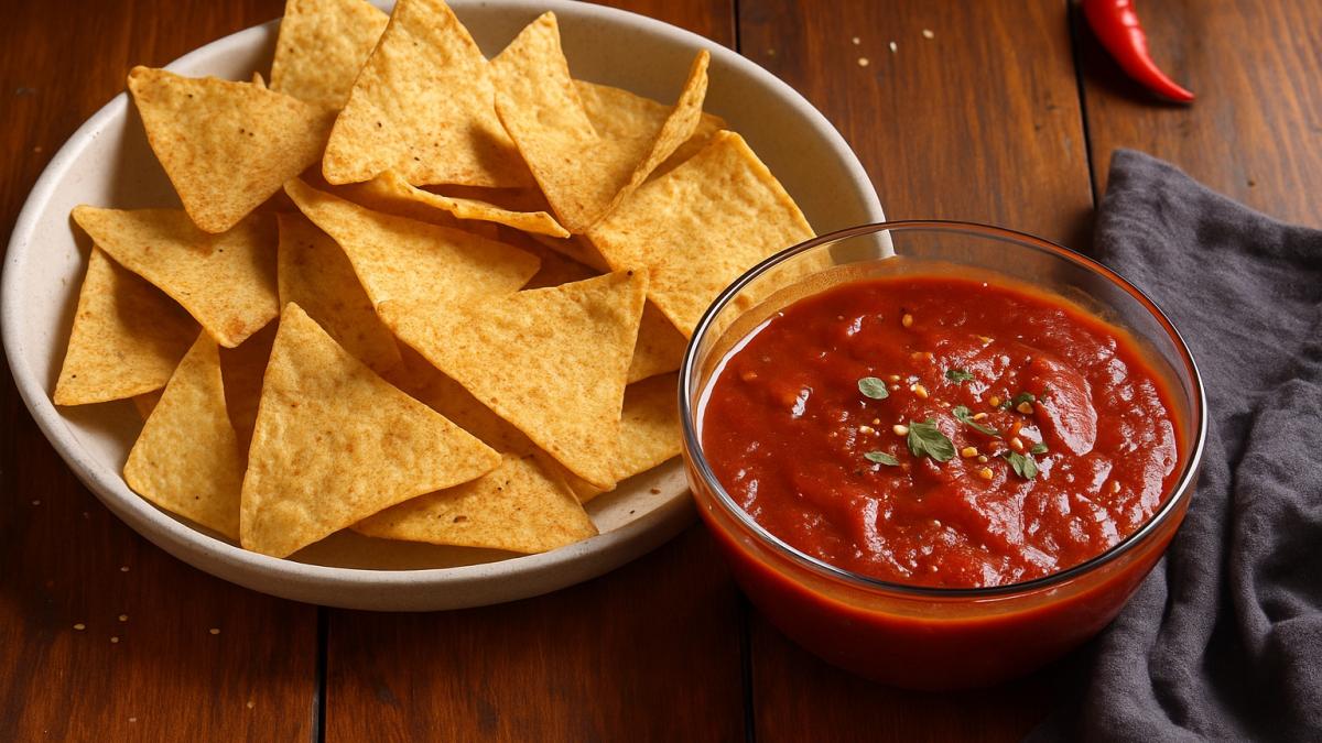 Начос с острым томатным соусом