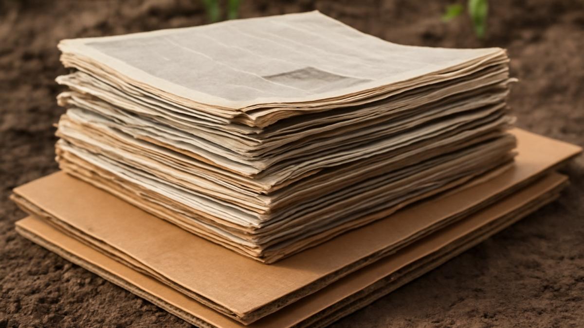 Стопка старых газет и картона