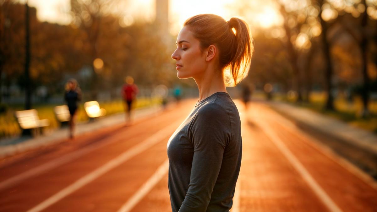 Женщина отдыхает на беговой дорожке