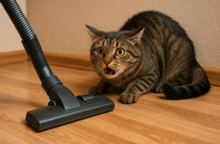 Домашние кошки воспринимают пылесос как угрозу — зоопсихологи