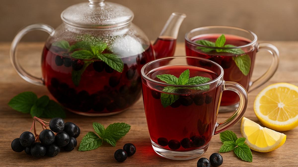 Чай с черноплодной рябиной и мятой Чай с черноплодной рябиной и мятой