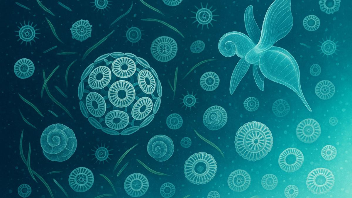 Микроскопический планктон в океане