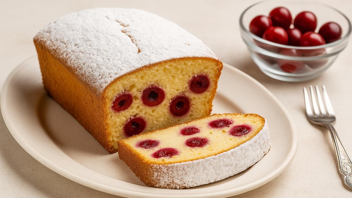 Творожный кекс с вишней