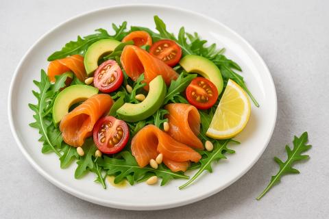 Здоровый салат с авокадо и йогуртовой заправкой — отличный выбор для новогоднего стола