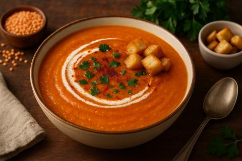 Чечевица с беконом и овощами идеально подходит для холодного времени года