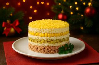 Для приготовления салата с курицей и ананасами требуется консервированная кукуруза — повар