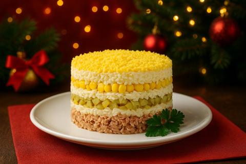 Для приготовления салата с курицей и ананасами требуется консервированная кукуруза — повар