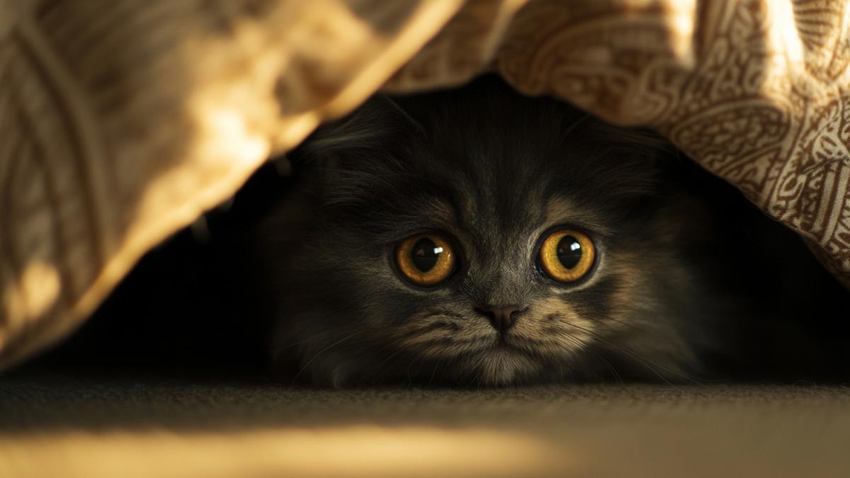 Кошка спряталась