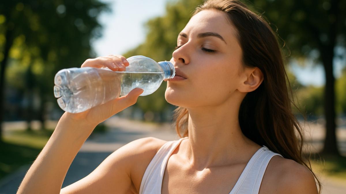 Девушка пьёт воду