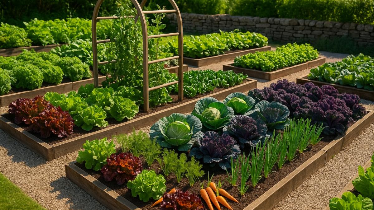 Овощная грядка в летнем саду