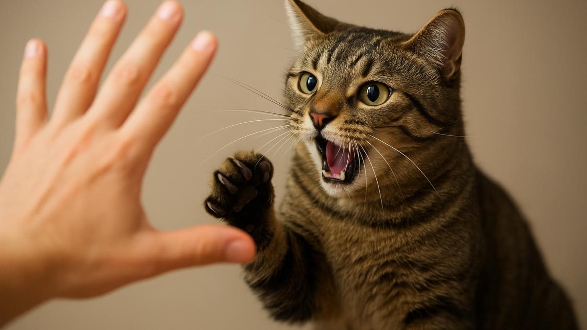 Кошка и ладонь