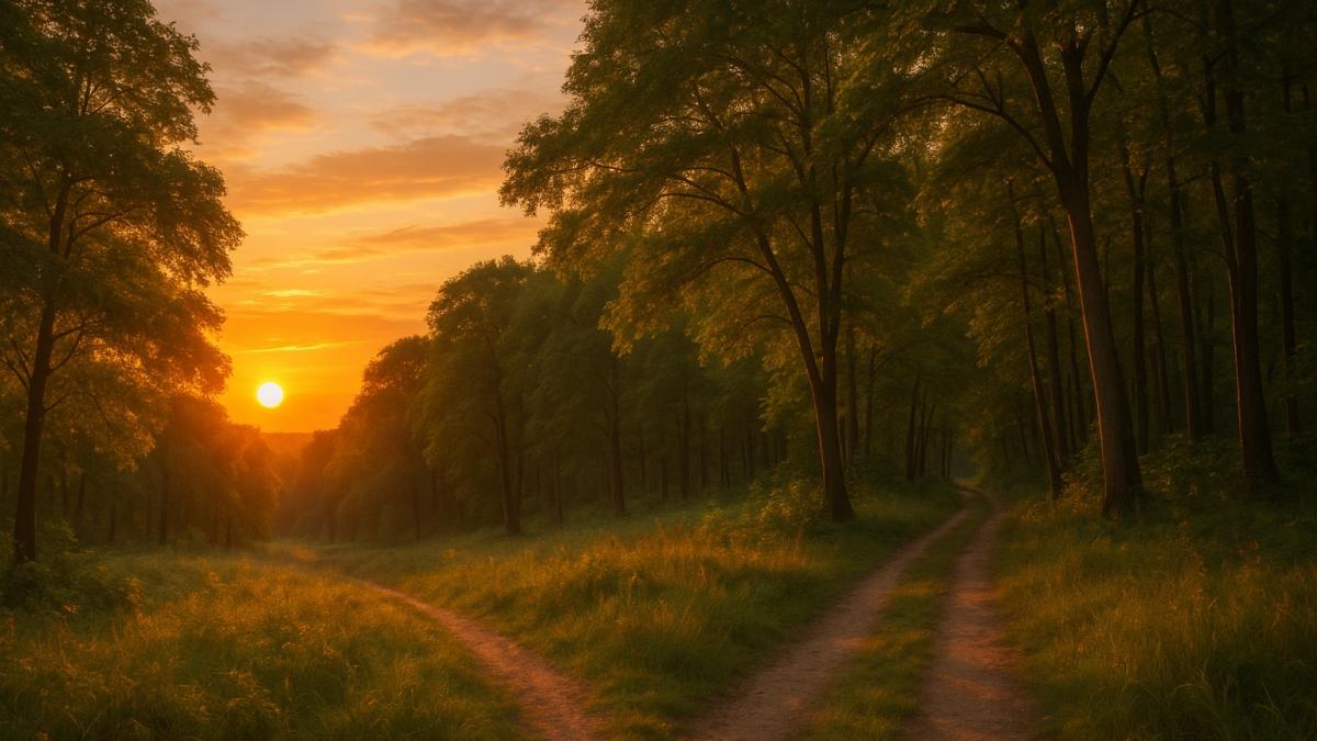 Закат в августовском лесу