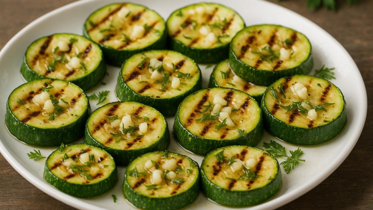 Кабачки на гриле с чесноком