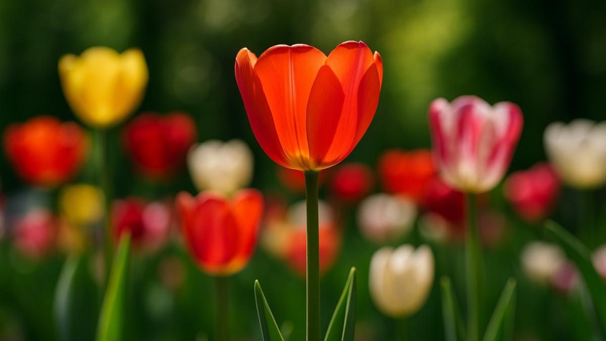 Красный тюльпан крупным планом