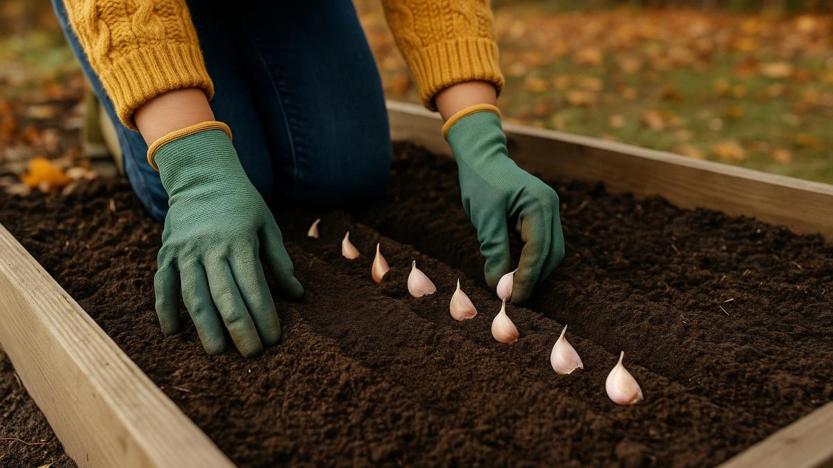 Осенняя посадка чеснока на грядке
