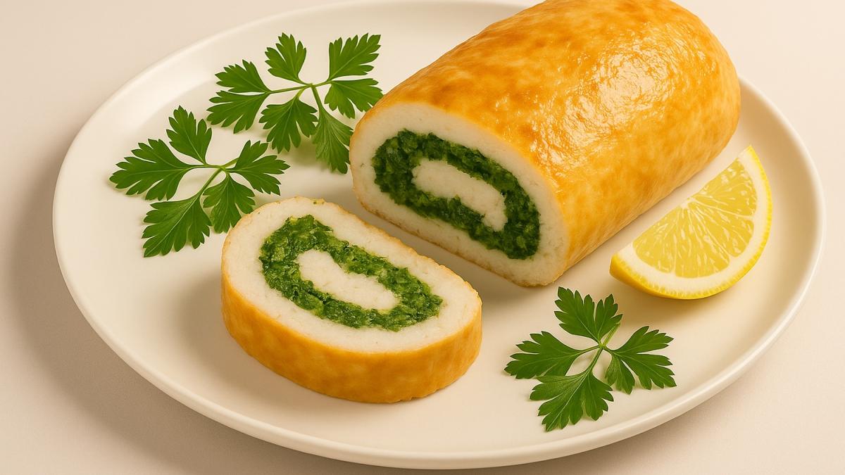 Рулет из рыбы и зелени из кулинарного фильма