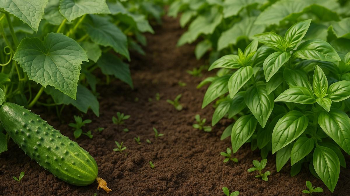 Совместная посадка огурцов и базилика