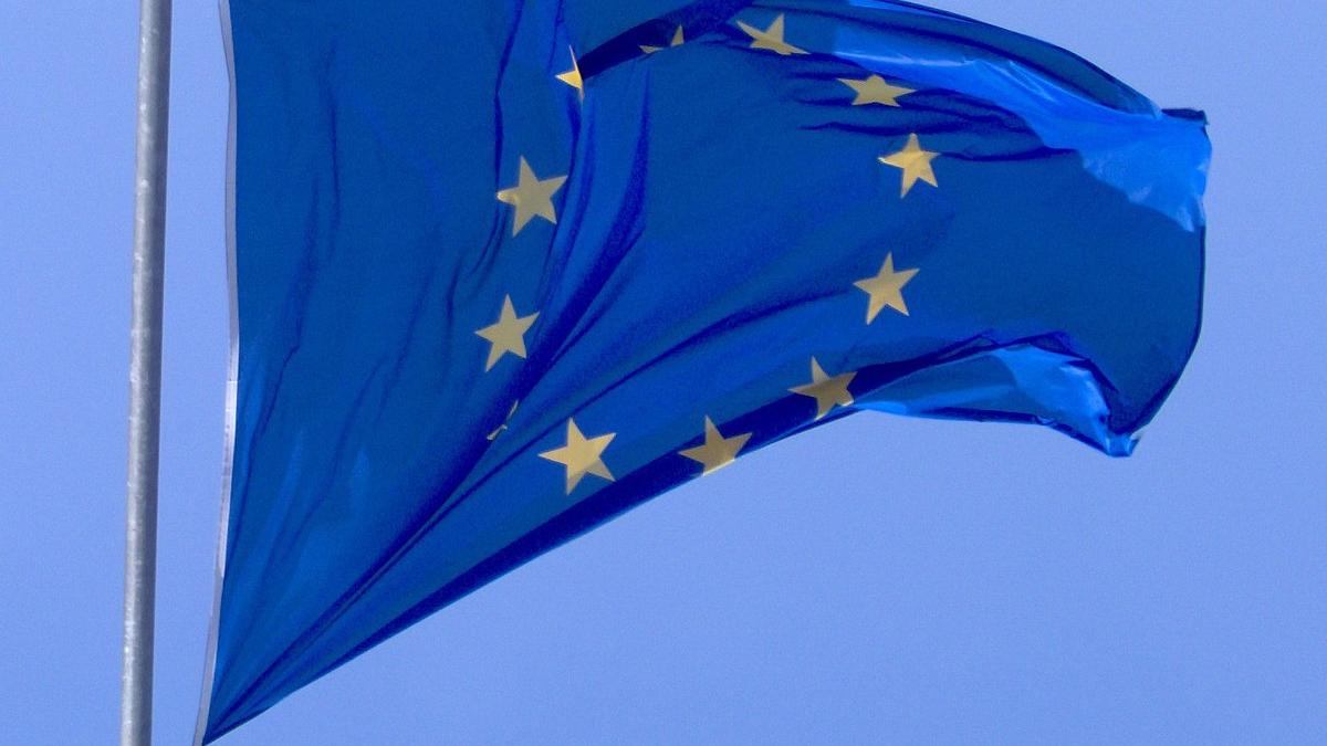 Flag of the European Union (before the TGV/Eurostar station Gare de Lille Europe in Lille, France) Flag of the European Union (before the TGV/Eurostar station Gare de Lille Europe in Lille, France)