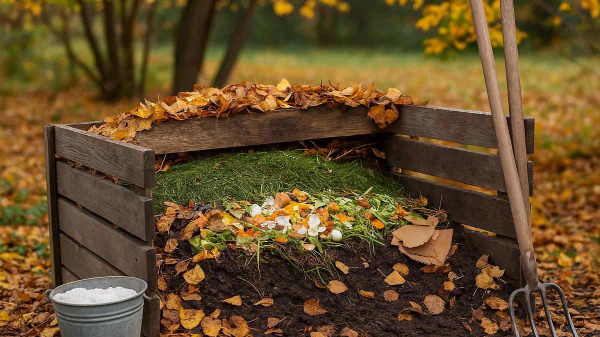 Компостная яма осенью