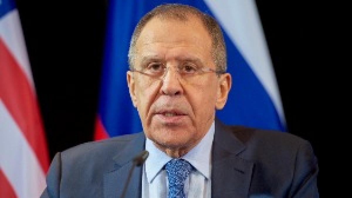 Russian Foreign Minister Sergey Lavrov addresses the media on February 12, 2016, at the Hilton Hotel in Munich, Germany