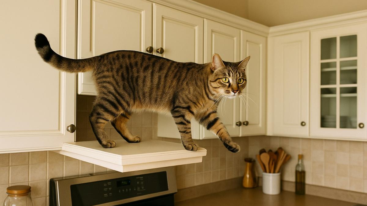 кошка на кухонном гарнитуре