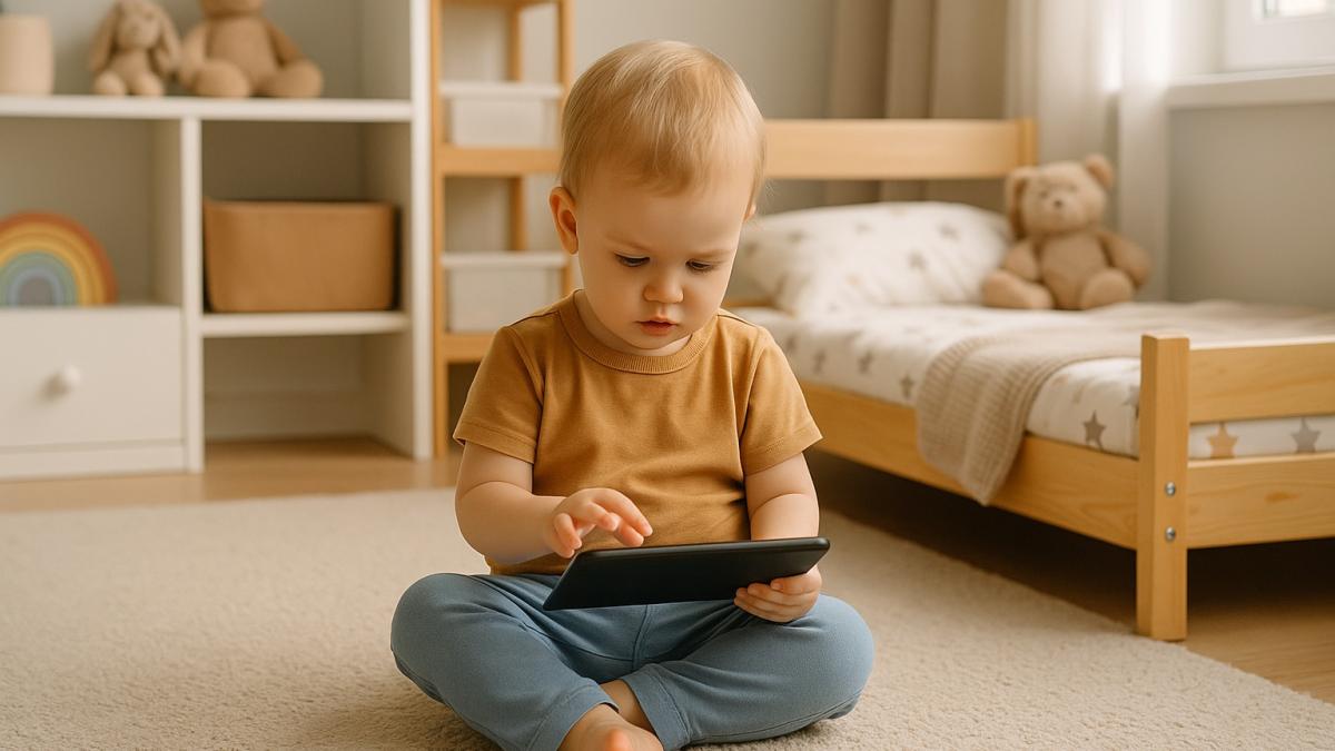 Ребёнок с планшетом в детской