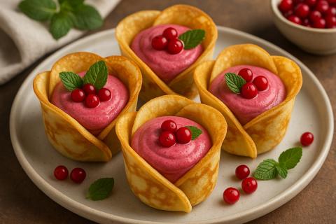 Клюквенный мусс с манной крупой получается воздушным