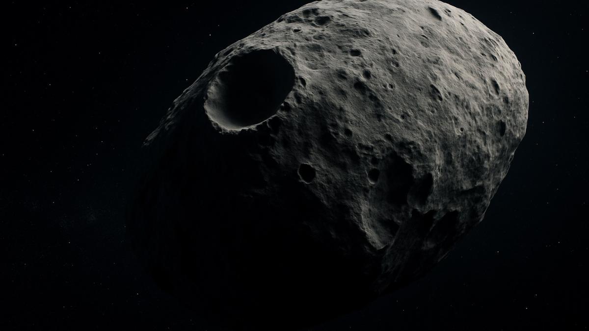 Огромный астероид в космосе