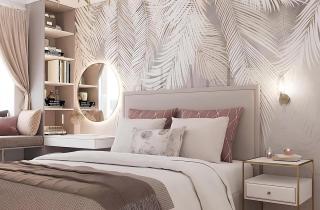 Обои в изголовье формируют главный акцент спальни — дизайнеры интерьеров