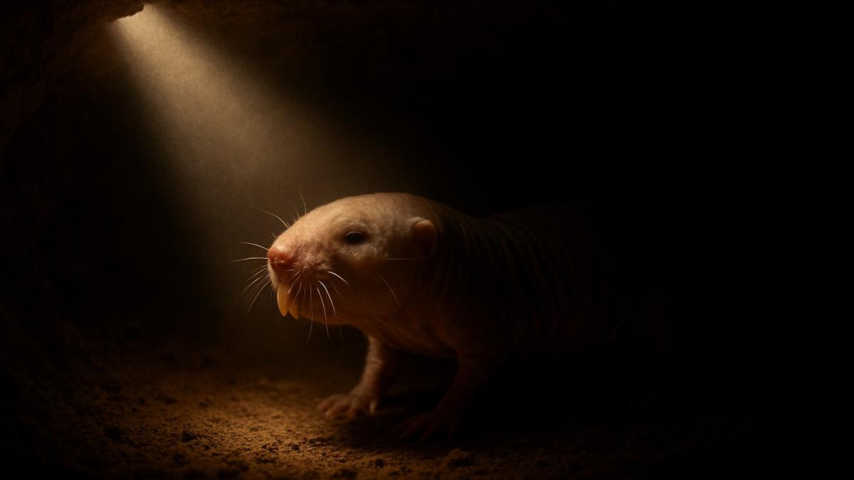 Голый землекоп в луче света