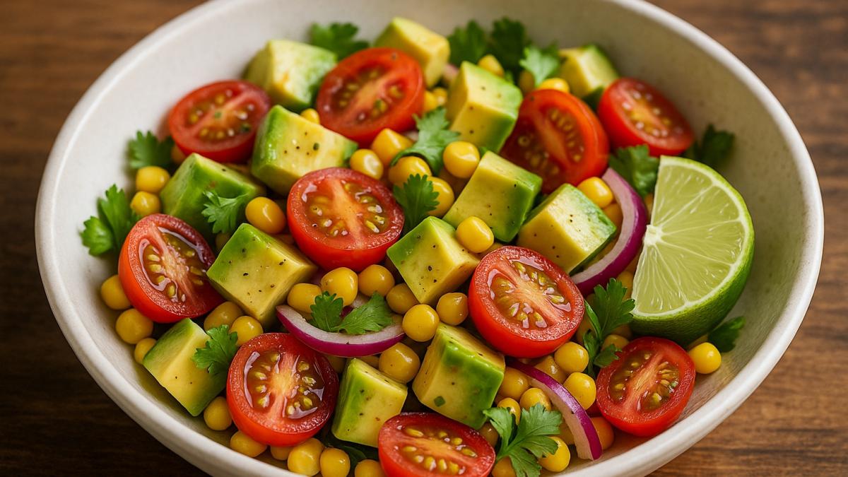 Салат с авокадо, кукурузой и лаймом