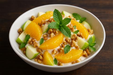 Салат Французская любовница с апельсином и изюмом получается нежным и изысканным