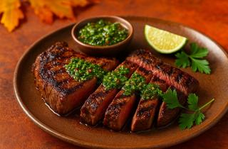 Говядина в фольге с чесноком и специями получается нежной и сочной после запекания при 180 градусах