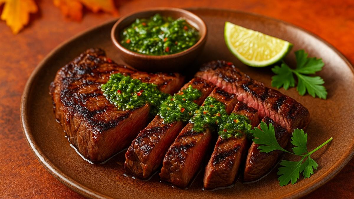 Стейк с соусом чимичурри
