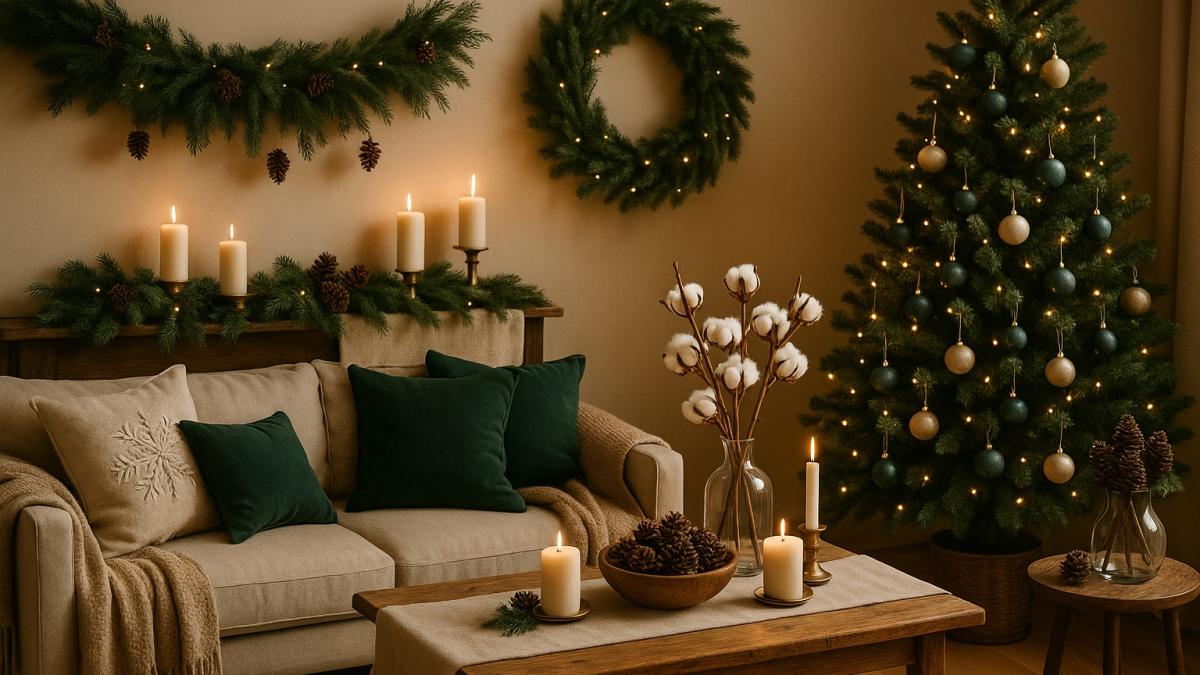 Новогодний декор в гостиной