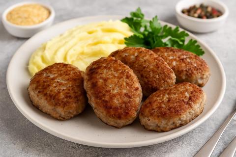 Котлеты из свинины и курицы сохраняют сочность благодаря смешиванию видов мяса