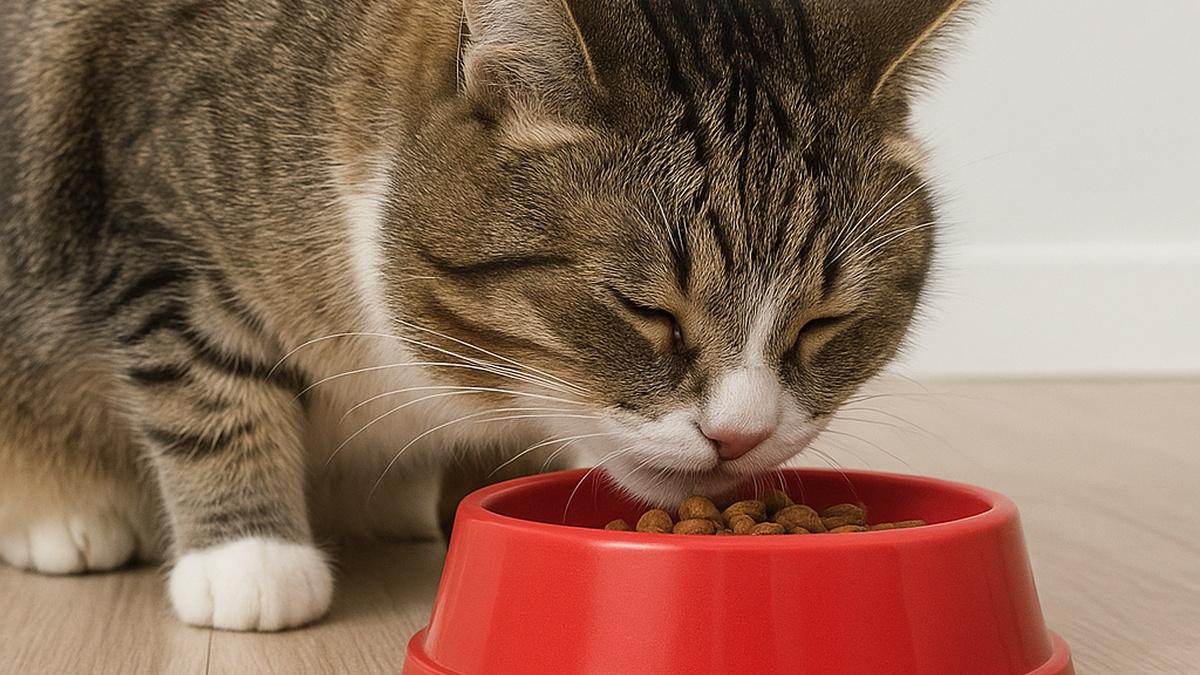 Кот и пластиковая миска