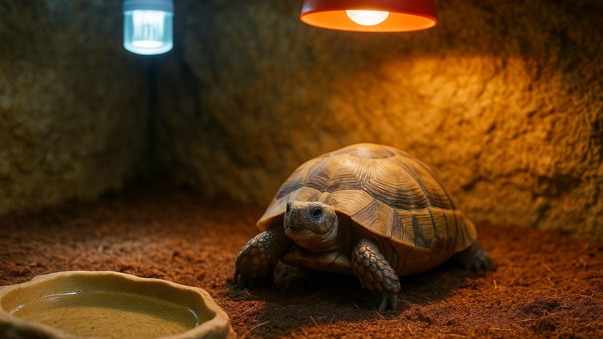 Домашняя черепаха в террариуме